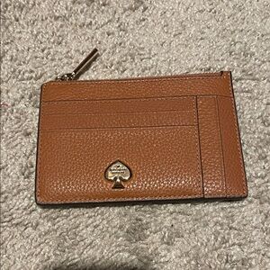 Kate Spade dark Tan Leather Zip card holder/wallet